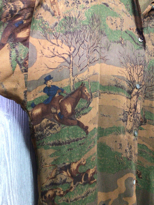 Lauren Blouse Hunt Scene Size 12 Vintage